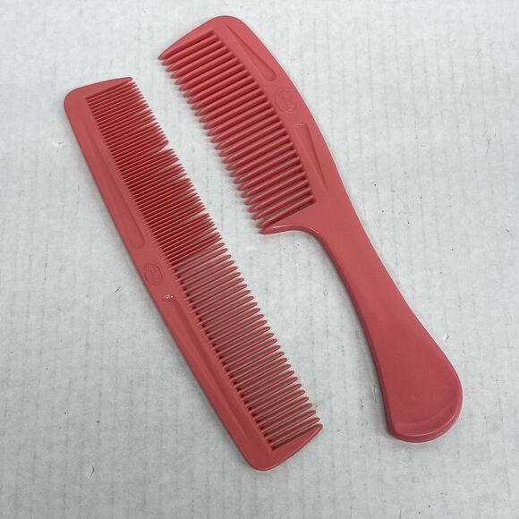 2 Vtg Goody Hair Combs Pink Made In USA Unbreakable Wide tooth - Picture 1 of 8